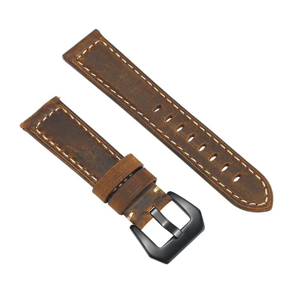 Matte Brown Black Ремешок для часов из натуральной кожи 20 мм 22 мм для Amazfit huawei samsung Galaxy Watch 46 мм 42 мм ремешок для замены ремешка S3 - Цвет ремешка: Matte Brown Black