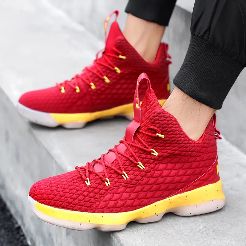 Баскетбольные кроссовки Lebron 15 James с высоким берцем, амортизирующие дышащие спортивные мужские кроссовки