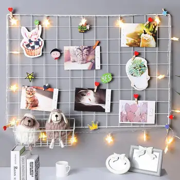 

35cmx35cm Modern Home Wall Decoration Iron Grid Nordic Art Photo Displaying Frame Party Metal Shelf Mesh Postcards Diy Racks