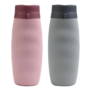 

600ml Silicone Folding Water Bottle Outdoor Travel Anti-scalding Drink Bottle