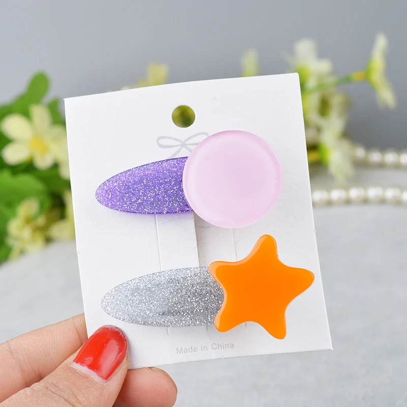 27 round star 1 упаковка модный дизайн девушки красивый цветной круглый/звезда/Сердце шаблон заколки для волос милые детские аксессуары для волос А4 - Цвет: 27 round star