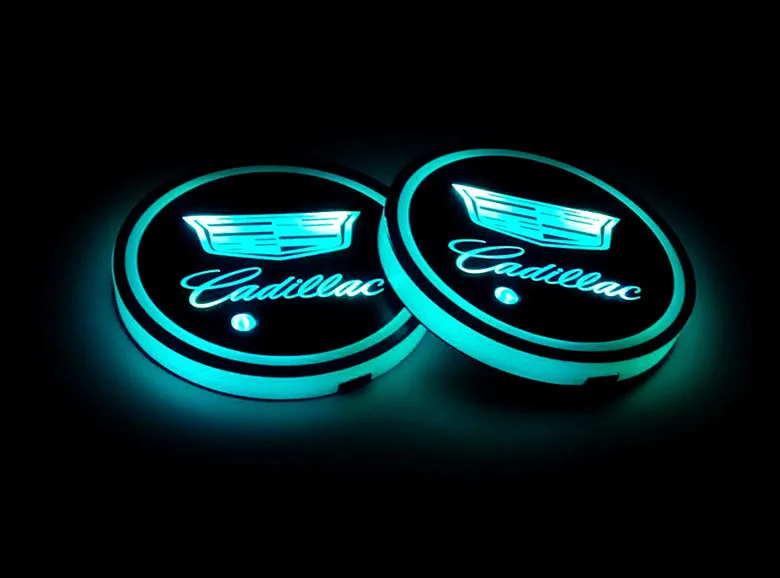 Cadillac Сияющий водный подстаканник светодиодный свет для окружающей среды холодный свет автомобиль установлен красочный интерьер отделка скольжения коврик Hippocampus Huatai