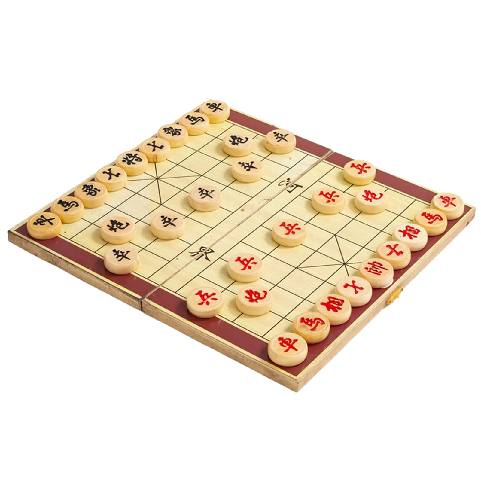 

Китайские шахматы Xiangqi, портативный складной деревянный комплект для путешествий, для детей и взрослых, набор для путешествий