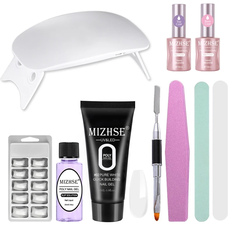 MIZHSE Poly Gel Kit 6 Вт УФ светодиодный Гель-лак Декоративный Лак для ногтей набор быстрого строительства для наращивания ногтей желе гель полигель - Цвет: MS-Kits01-P02