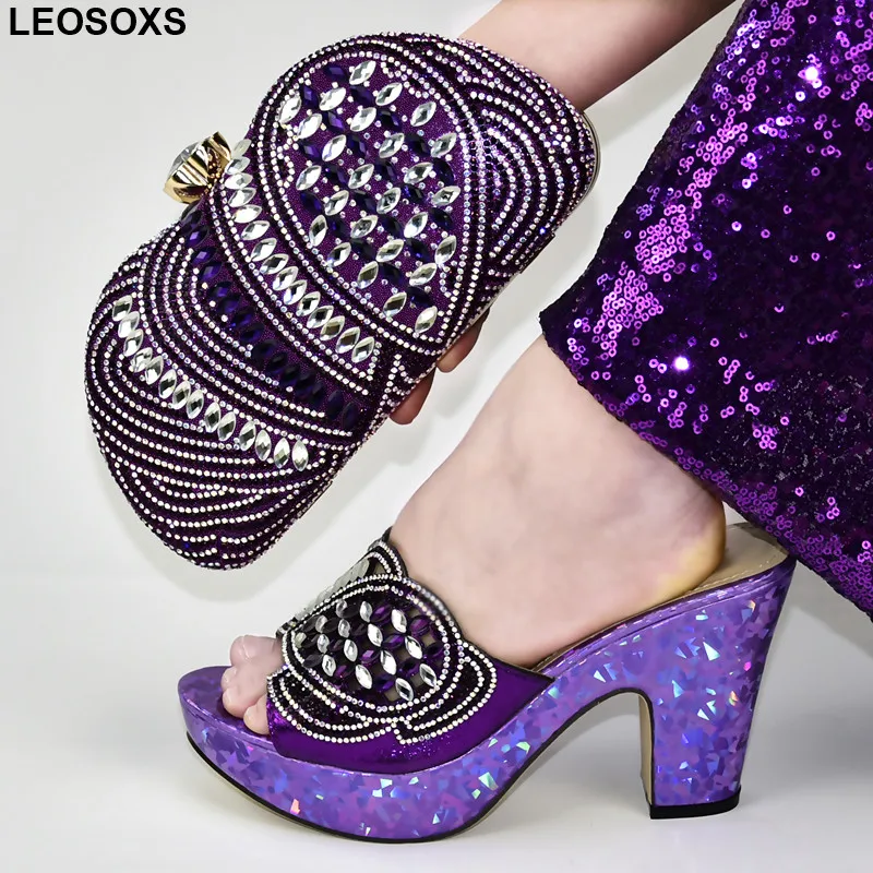 

Latest Purple Color Women Shoes and Bag Set In Italy Matching Shoe and Bags for African Party Luxury Shoes Women Designers Party