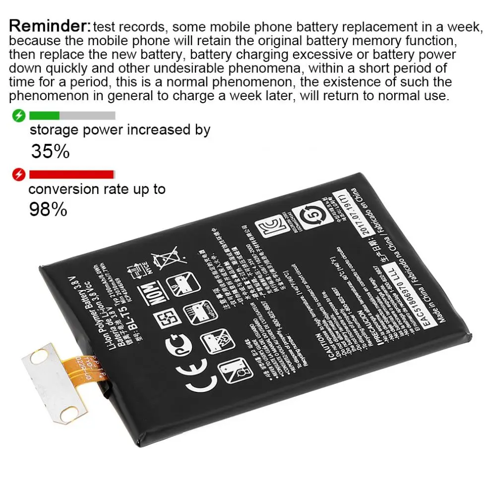 BL-T5 3,8 V 2100mAh телефон Встроенный литий-ионный запасной аккумулятор с ячейками батареи PTC защита для E960 Nexus4 E970