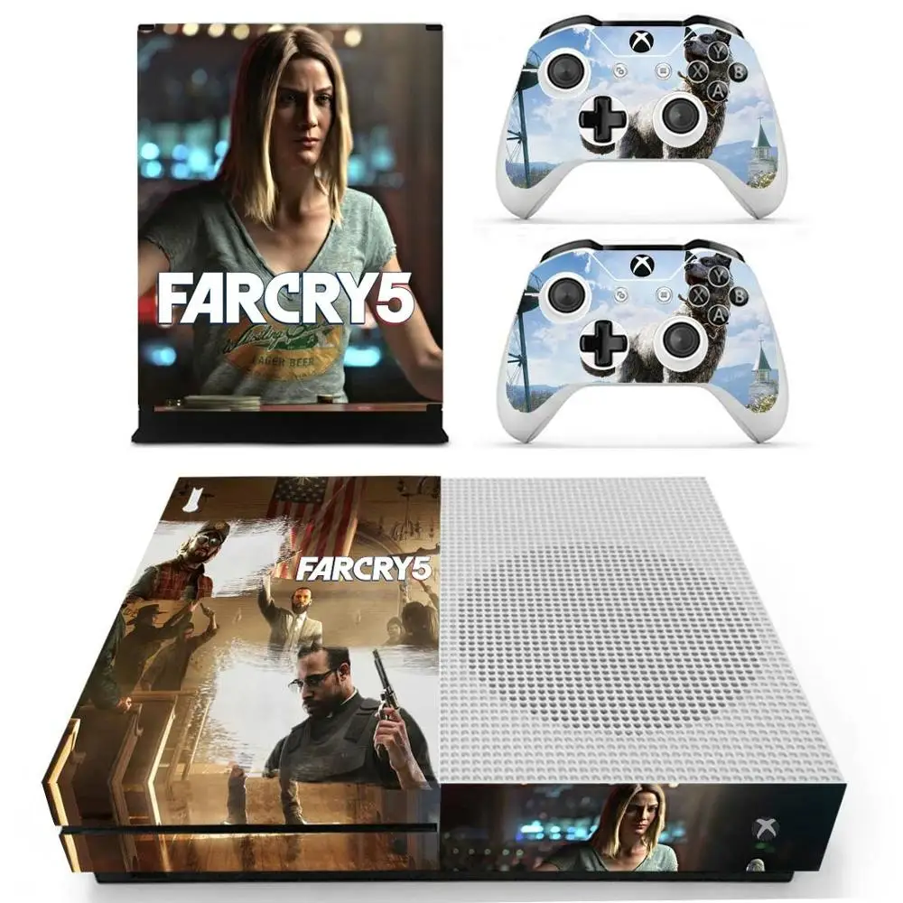 YS-xboxoneS-1195 Far Cry 5 стикер s для Xbox One S виниловые наклейки на кожу наклейки крышка Pegatinas для Xbox one тонкая консоль и два контроллера шкуры - Цвет: YS-xboxoneS-1195