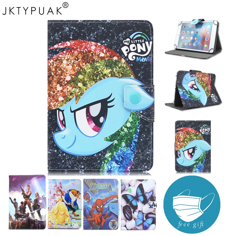 Универсальный чехол подставка из искусственной кожи с мультяшным принтом для