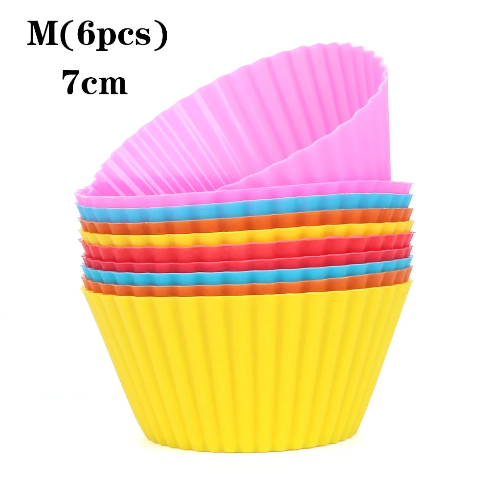 M 6PCS 6/12 шт силиконовая форма для выпечки чашки многоразовые формы для маффинов, оболочка пресс-формы для выпечки вкладыш DIY Кондитерские Десертные приборы для дома и Кухня аксессуары - Цвет: M 6PCS