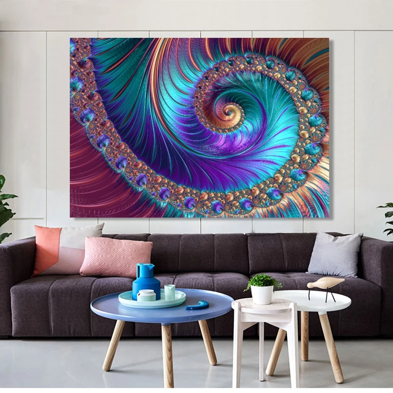 

Posters and Prints Wall Art Canvas Painting Creative Abstract Art Fractal Patterns Pictures for Living Room Home Decor No Frame
