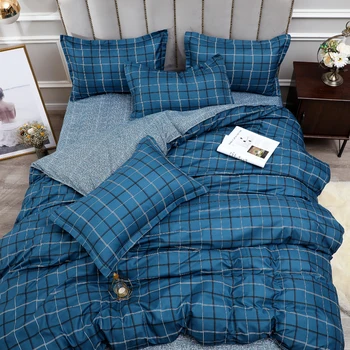 

Nordic bedding set for kids adult solid plaid bed linen duvet cover pillowcase bed sheet sets queen king single size