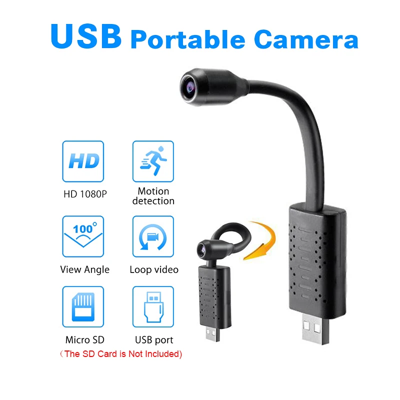 Мини-камера U11 HD, умная USB камера, ip-камера наблюдения в реальном времени, AI, функция обнаружения человека, циклическая запись, мини-камера, поддержка 64G