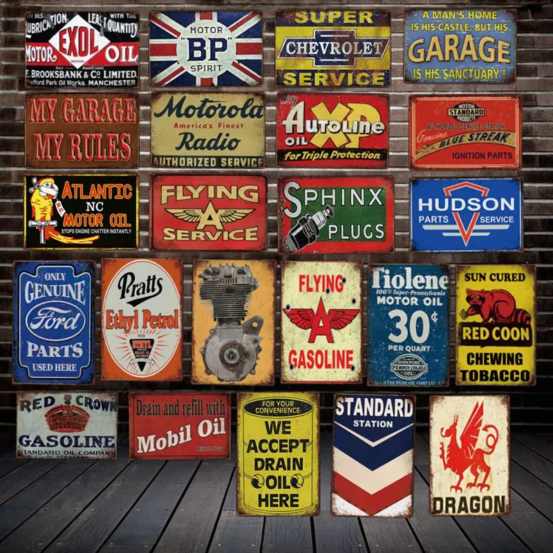

[ DecorMan ] Sterling Vacuum Motor oil Tires Power Lube TIN SIGN Custom wholesale Mural Paintings Bar PUB Decor LT-1878