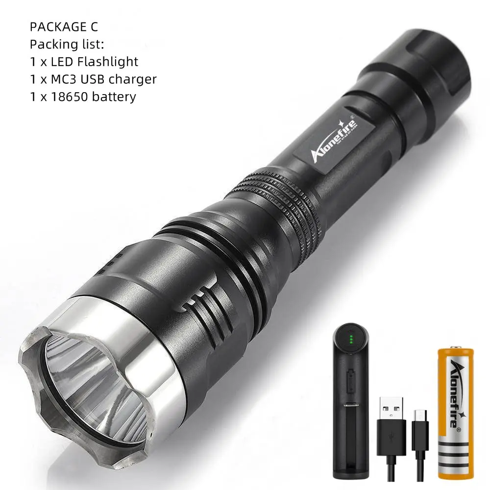 Option C AloneFire X570 Мощный светодиодный вспышка светильник XML-T6 светодиодный тактический вспышки светильник фонарь 1 Режим Водонепроницаемый фонарь светильник lanternas - Испускаемый цвет: Option C
