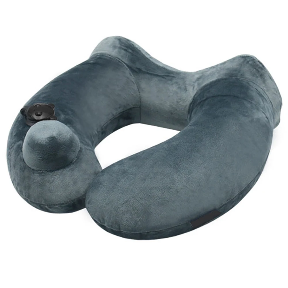 Горячая надувная подушка портативная u-образная подушка для шеи спящий артефакт автоматически нажимает подголовник XJS789 - Цвет: 2