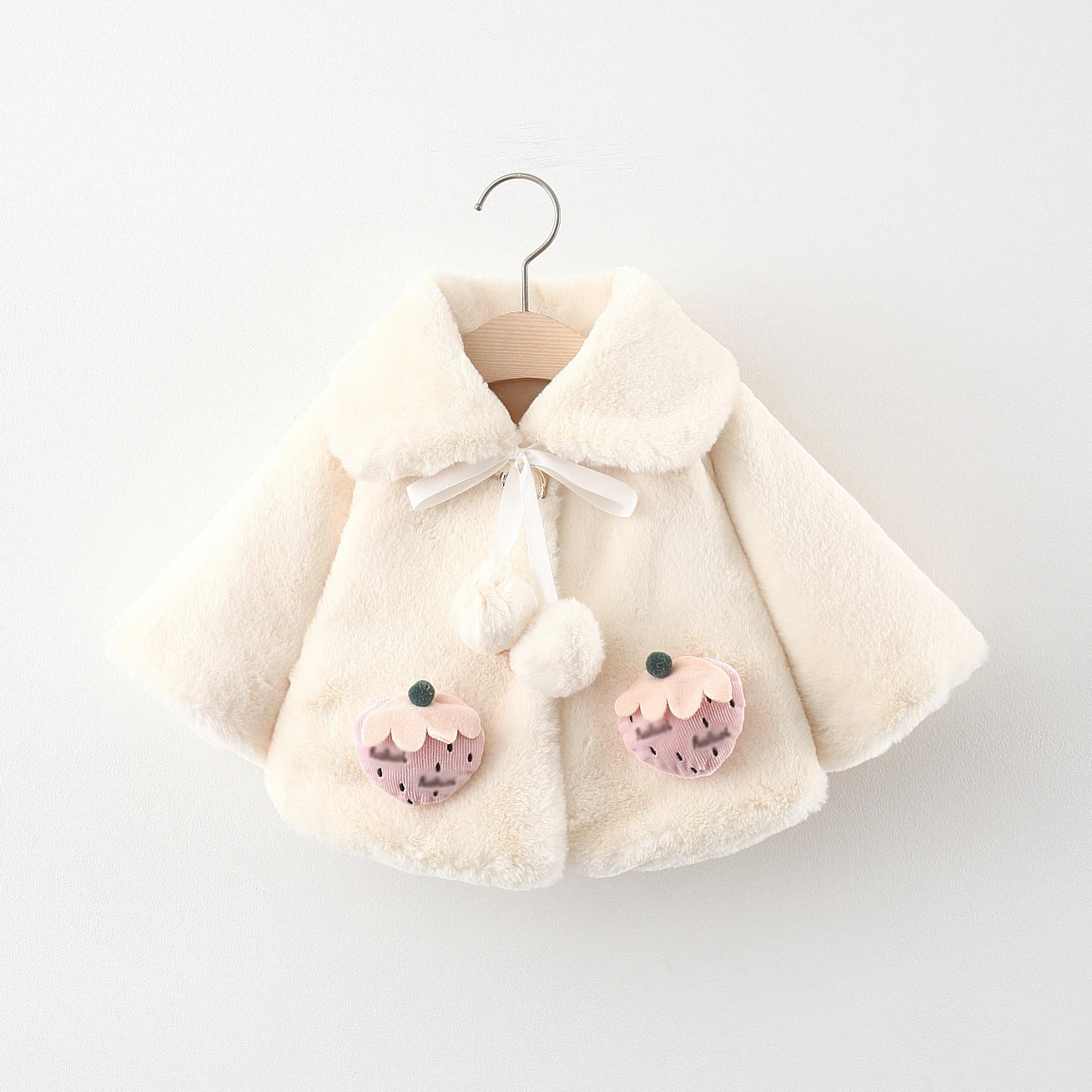 Winter Newborn Girls Clothes Korean Cartoon Cute Doll Collar Warm Thick Fleece Fake Fur Baby Tops Toddler Coat Kids Jacket BC021 baby jacket,baby coat