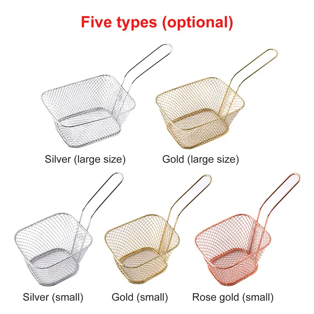 Kitchen Cooking Tools Mini Stainless Steel French Fries Net Fry Fryer Basket Small Square Shape Kitchen Basket