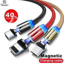 Rexxar 1 м Магнитный зарядный кабель Micro USB кабель для iPhone X 7 XR XS Max Magnet charger usb type C кабели светодиодный шнур для зарядки