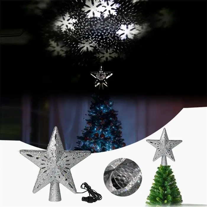 Christmas Tree Topper LED Star-shaped Top US, EU Light 4W 100-240V Projection Lamp Dcor Gold/Silver