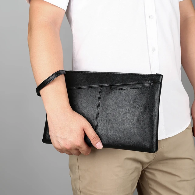 Real Leather Men's Bag, Large Capacity Clutch Wallet Envelope Bag Luxury  Handbag