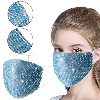 

Fashion Sexy Glitter Rhinestone Funny Mask Diamond Crytal Decoration Facemask Mesh Net Yashmak For Wedding Nightclub Party Show