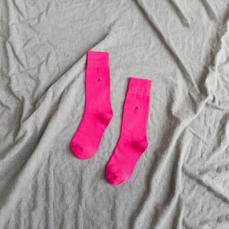 Стильные однотонные Повседневные носки с 10 буквами Harajuku, флуоресцентные зеленые носки без пятки для мужчин и женщин, унисекс, хлопковые зимние носки для девочек 1236 - Цвет: I
