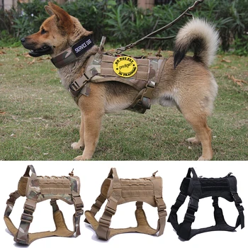 

Military Tactical Dog Harness K9 Working Pet Dog Vest With Handle Nylon Bungee Dog Leash Lead Training For Medium Large Dogs