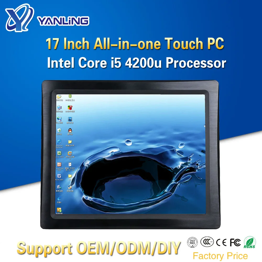 Yanling 17 дюймовый Настенный моноблок Intel i5 4200u двухъядерный резистивный сенсорный