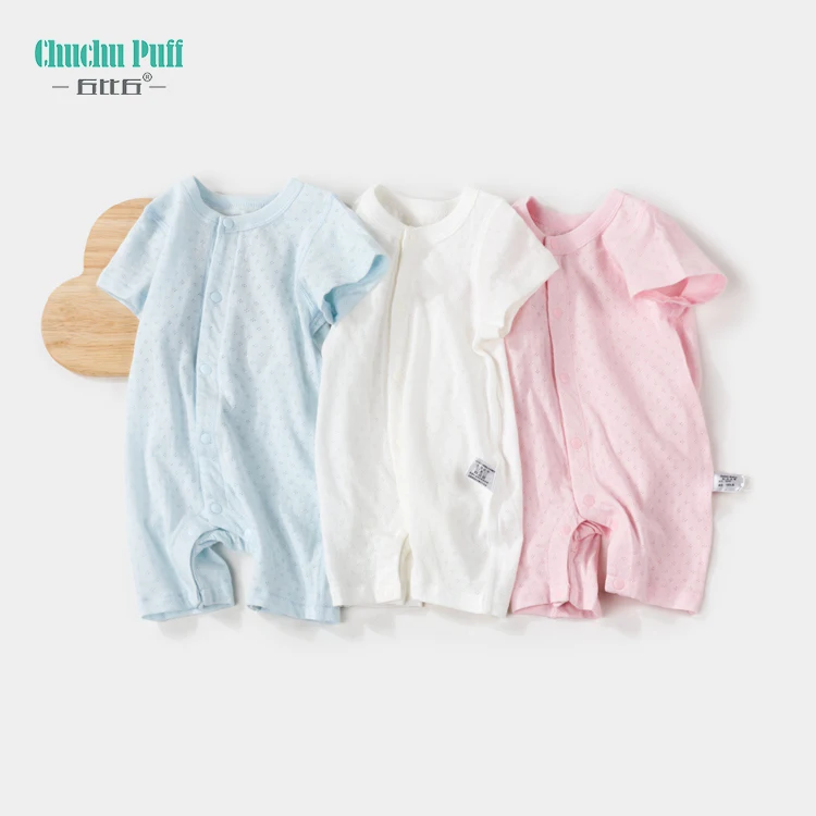 

Хлопковый жаккардовый дышащий короткий комбинезон с короткими рукавами для новорожденных, детский комбинезон, летняя детская одежда, комбинезон