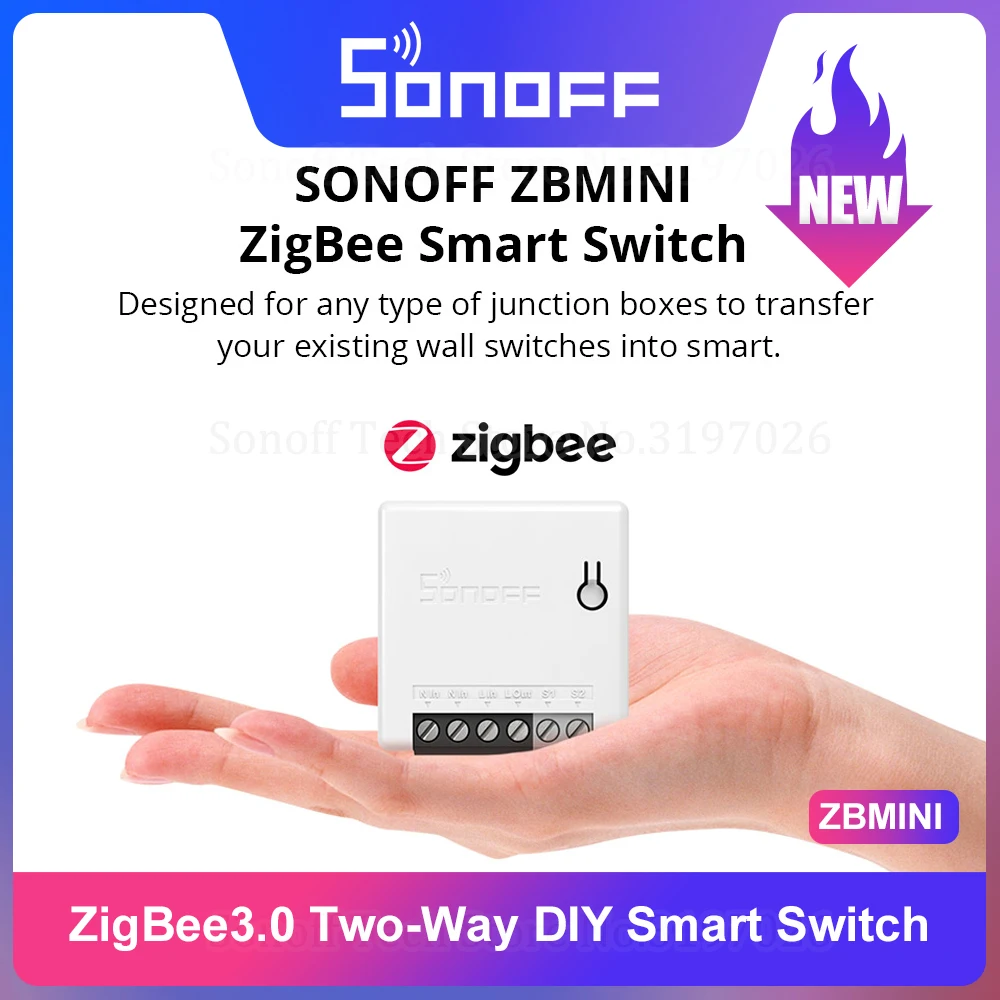 Умный мини выключатель SONOFF Zigbee 3 0 ZB двухсторонний дистанционное управление через