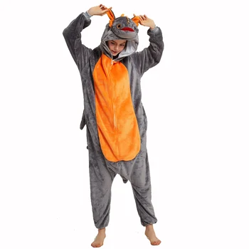 

Cartoon Onesies Toothless Pyjama Dragon Kigurumi Women Men Overalls Zipper Flannel One-Piece Winter Suit Adults Animal Pajamas