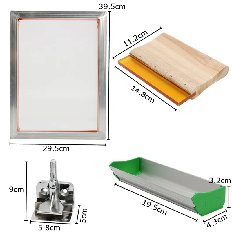 5 шт./компл. комплект трафаретной печати алюминиевая рама+ шарнирный зажим+ эмульсионный Совок Наматывающее устройство+ скребок трафаретной печати детали ручного инструмента