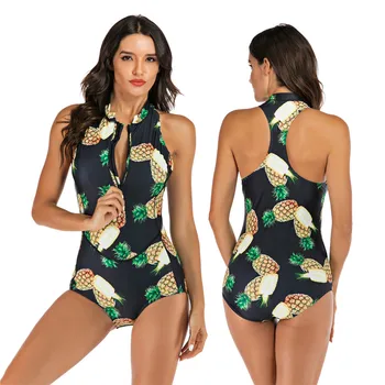 

Swimwear Women 2019 Sexy 3D Pineapple One Piece Swimsuit Vintage Print Beachwear Femme Swim Suit Monokini Brazilian Bodysuits