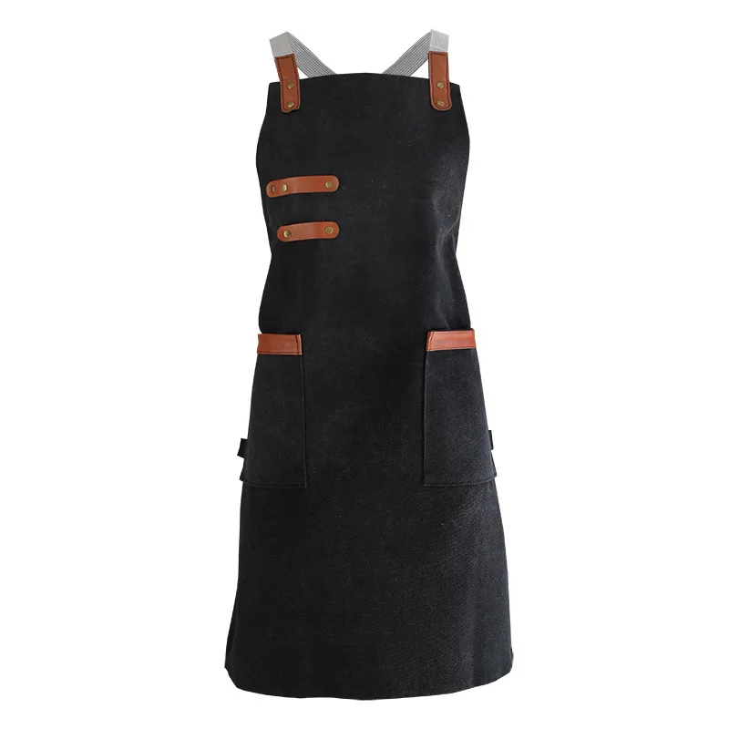 

Washed Canvas Apron For Woman Men Chef Cafe Shop BBQ hairdresser Aprons Baking Restaurant Pinafore bib Wholesale Custom LOGO