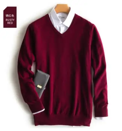 v-neck Burgundy Кашемировый свитер, Мужской пуловер, осенняя зимняя одежда, hombre robe pull homme hiver, мужские свитера, trui heren roupas, мужской свитер - Цвет: v-neck Burgundy