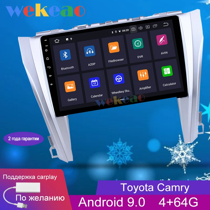 Wekeao сенсорный экран 10,1 ''Android 9,0 автомобильный Dvd мультимедийный плеер для Toyota Camry автомобильный Радио gps навигация