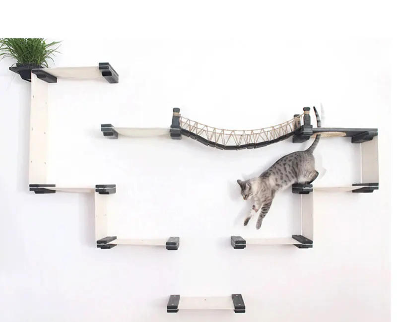 Roped кошачий мост настенный кошачий гамак кошка дерево башня дом настенный Когтеточка котенок игрушка кровать дерево альпинист мебель для домашних животных