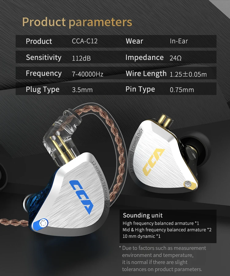 CCA C12 наушники гибридная технология 12 единиц в ухо шумоподавление HiFi наушники