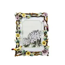 Европейский светильник, роскошный цветок и птица, фоторамка, Ретро стиль, настольные украшения для фоторамки, креативная металлическая фоторамка