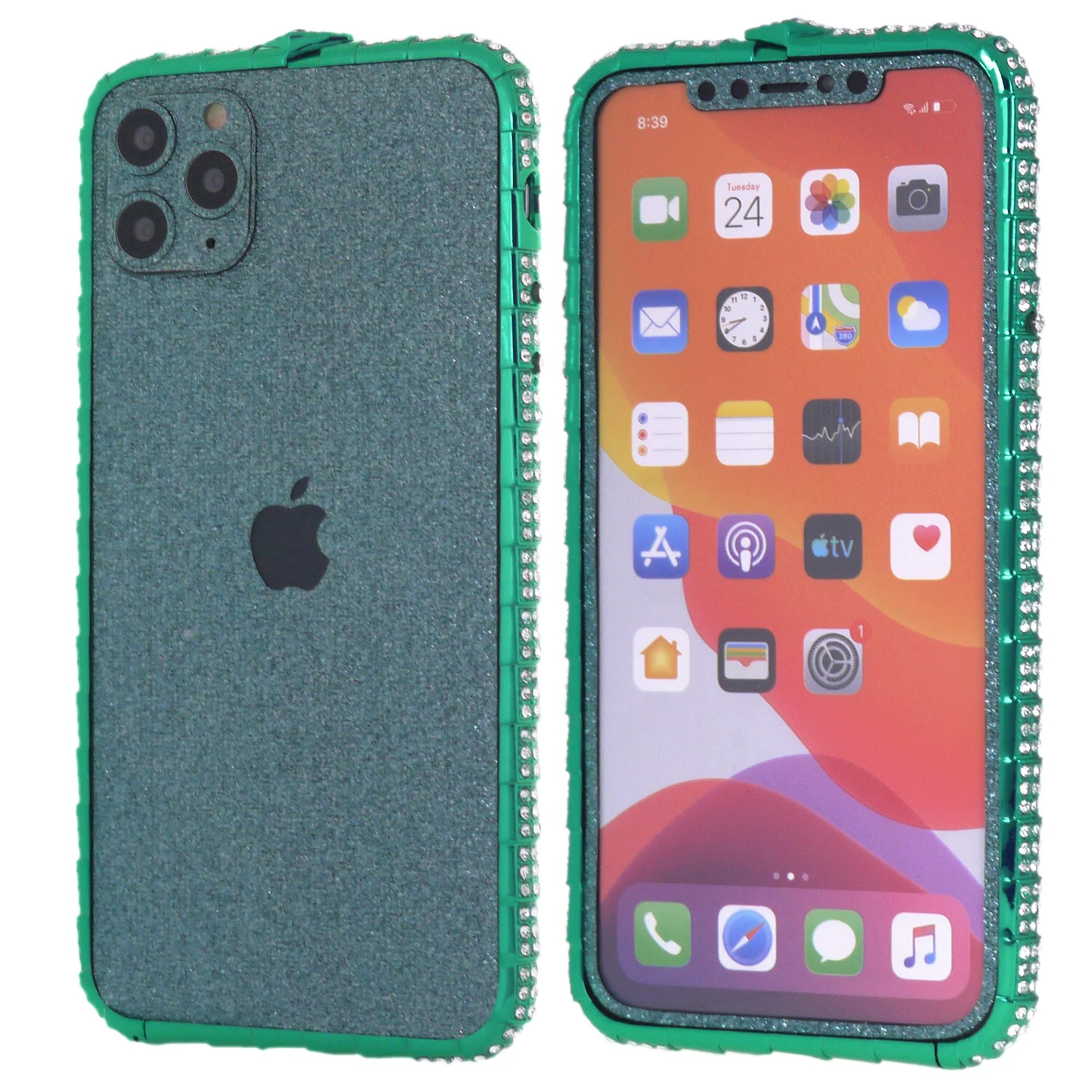 Чехол для iPhone 12 11 Pro Max Mini Xs Xr X 10 8 7 Plus роскошный блестящий металлический бампер со