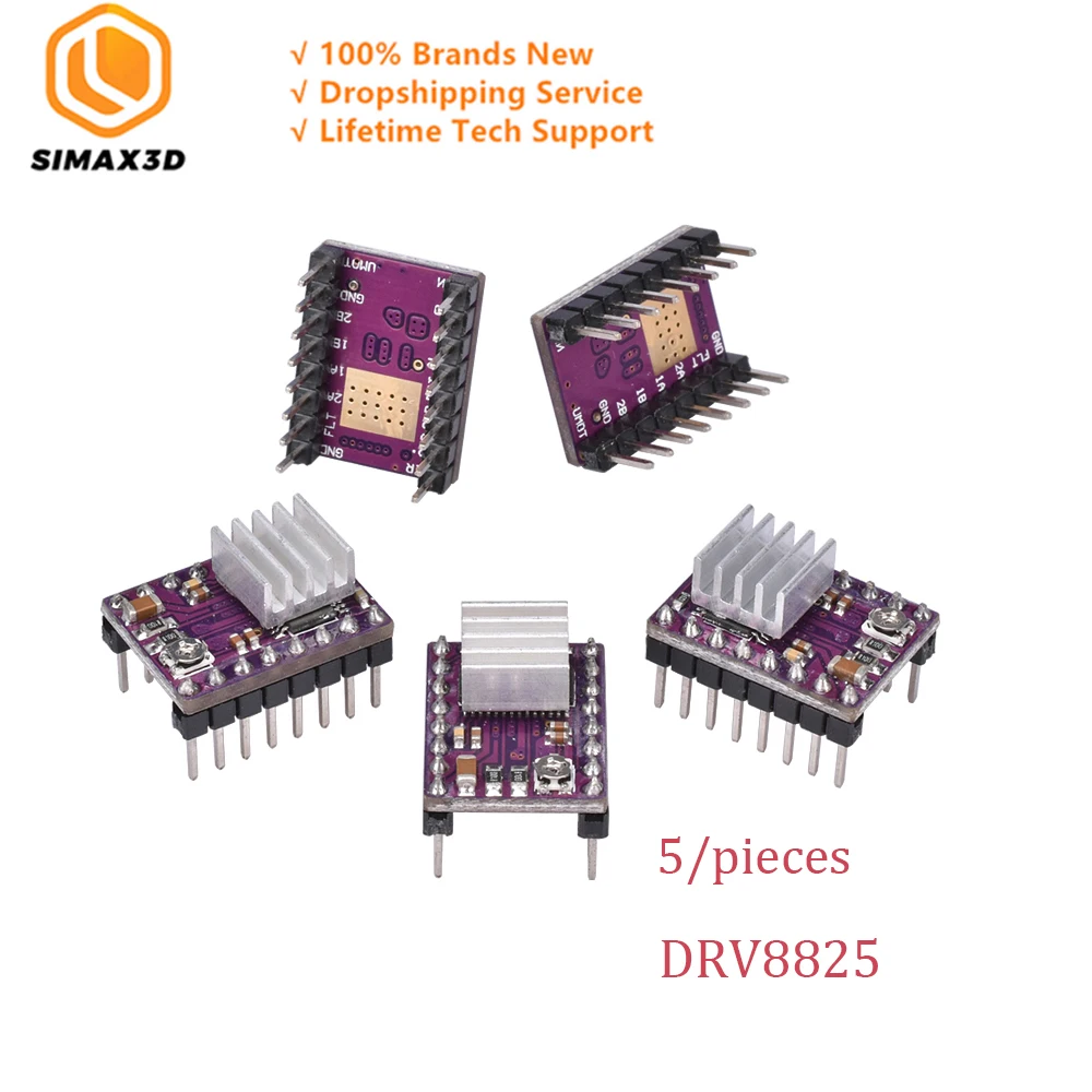 SIMAX3D 10 шт. DRV8825 Драйвер шагового двигателя Модуль с радиатор Reprap Рампы 1 4/1 5/1 6