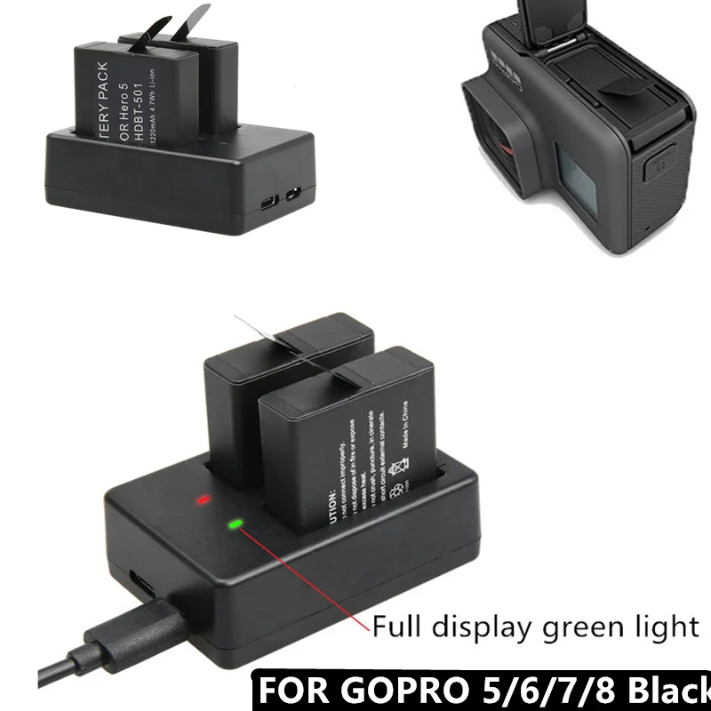 Slot-Battery-Charger Sport-Camera-Accessory Gopro Hero Black Double-Dual-Port Go-Pro