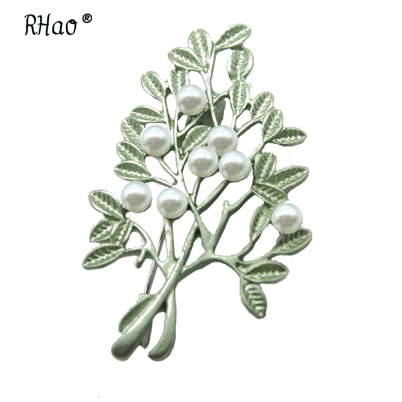 

RHao Fashion Green Paint Plant Leaves Brooches for Women Wedding party Jewelry buckles Men suit corsage hijab pins badges gifts