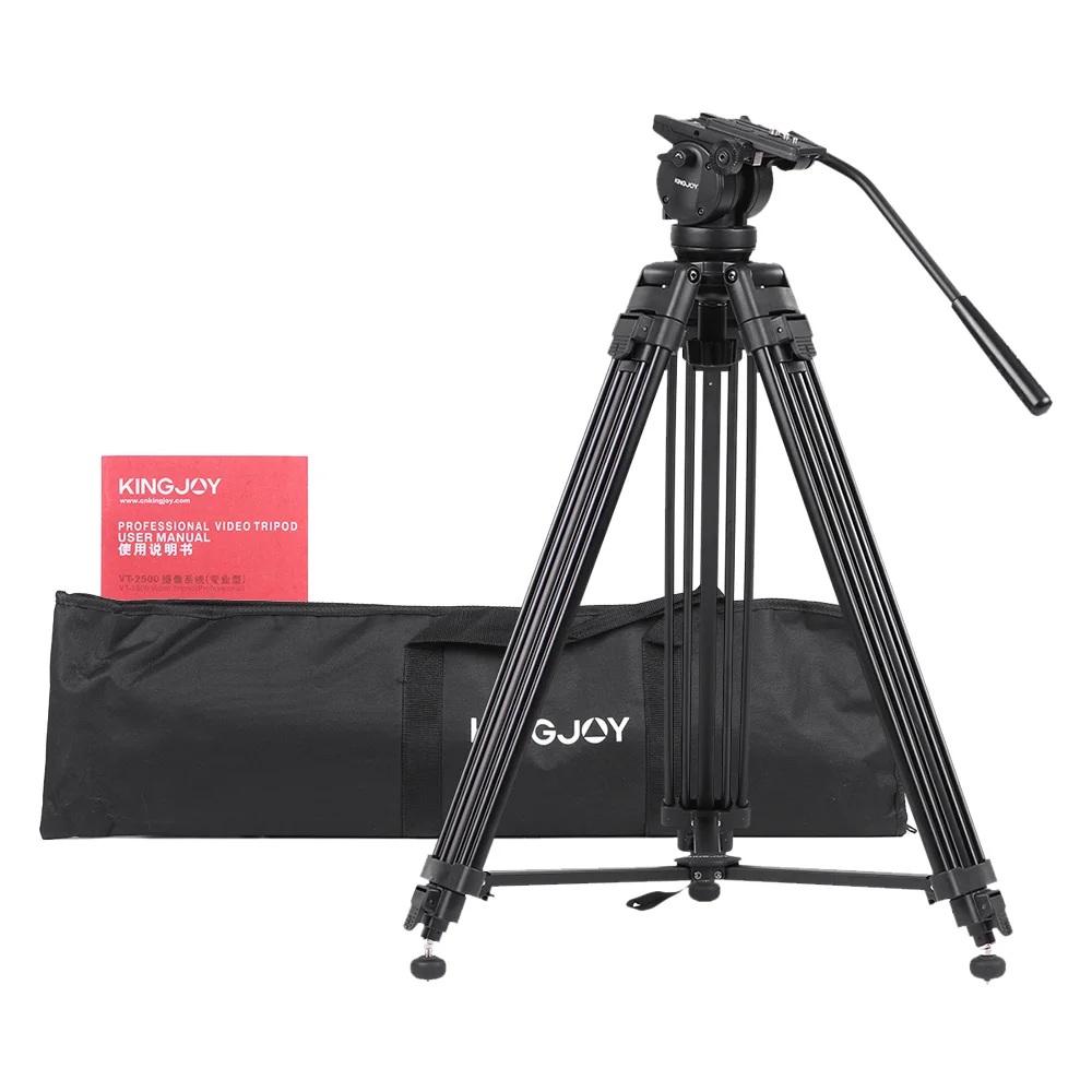 Kingjoy VT-2500 Профессиональный mg-al сплав видео фото штатив Комплект панорамная жидкость шаровая Головка для DSLR камеры видео рекордер DV