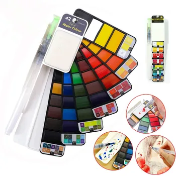 

18/25/33/42Colors Solid Watercolor Paint Set With Water Brush Pen Watercolor Pigment For Draw Art Supplies 2020 New