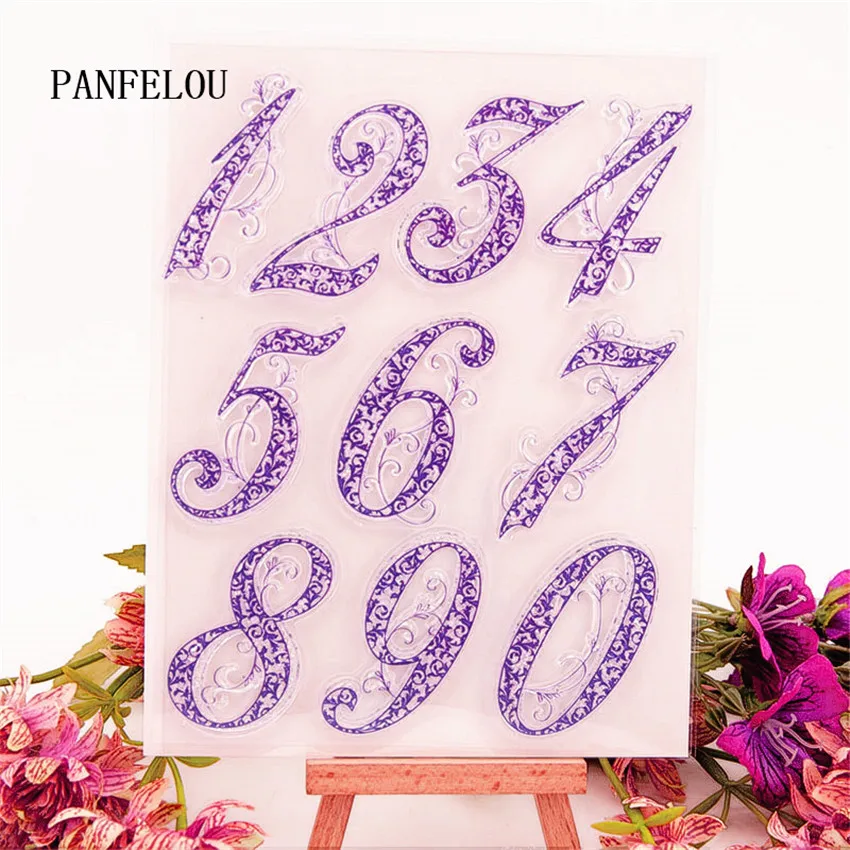 PANFELOU 14x18 см кружевные цифры прозрачные силиконовые резиновые штампы мультфильм