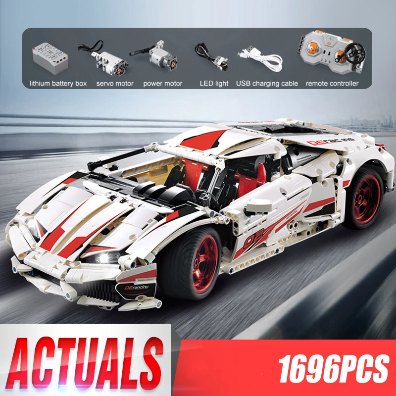 IN STOCK C61018 1696Pcs Tehnic Cars Toys The Huracan Super-Car Assembly Cars Model Kids Christmas Toys Building Blocks Bricks