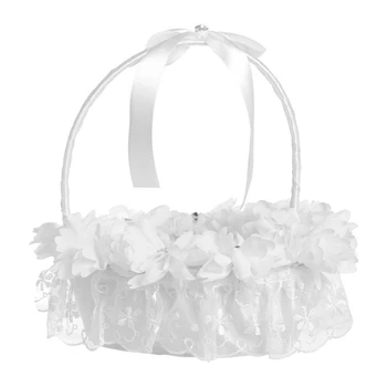 

Wedding Flower Basket Lace Artificial Flower Wedding Basket Wedding Supplies