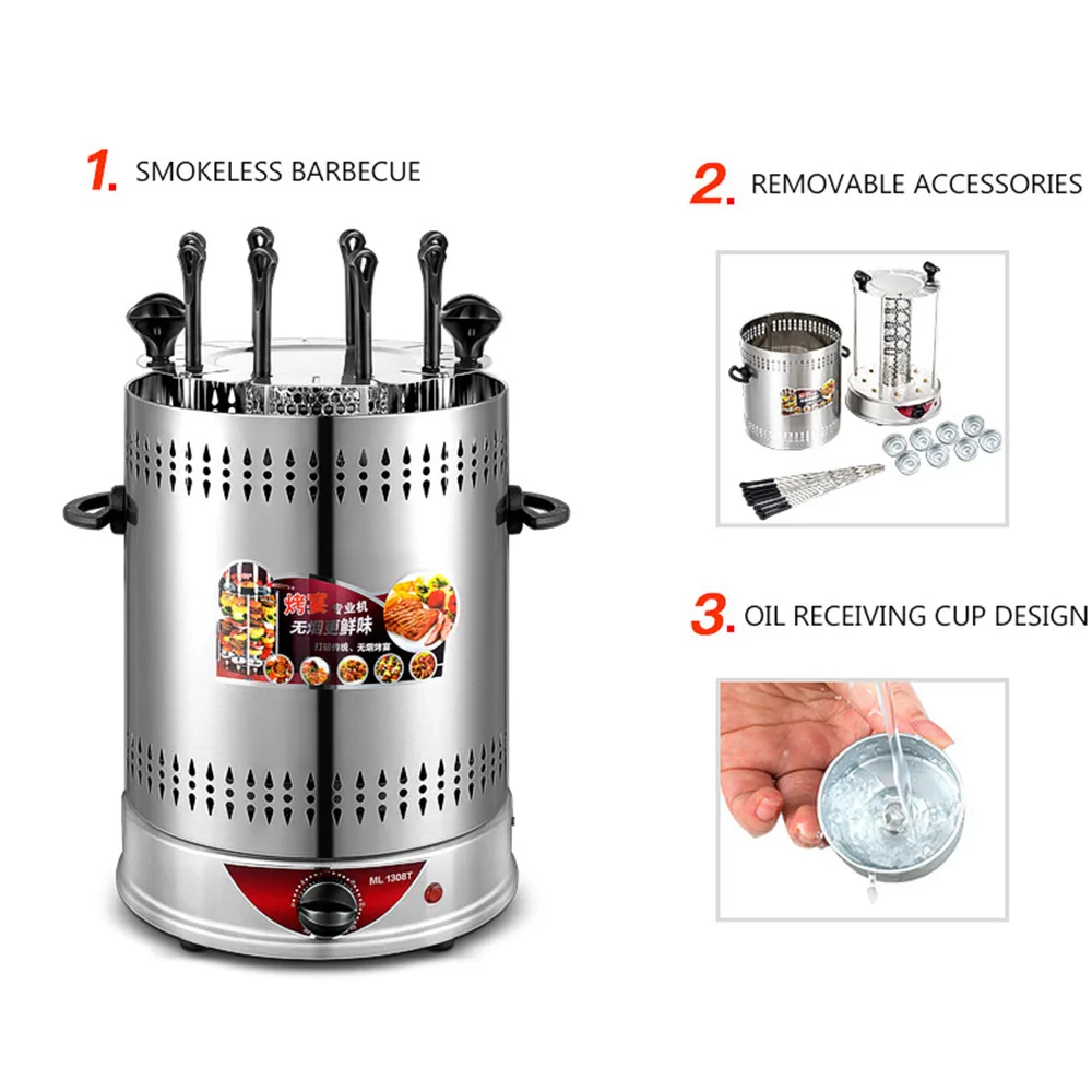 Electric smokeless skewers automatic rotating 10-prong timing barbecue machine 3