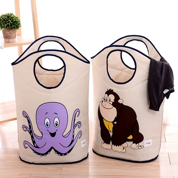 

Cartoon Anilmal Toys Storage Bag Collapsible Laundry Basket Kids Toys Clothes Towel Bag Baby Toy Storage Sundries Bags